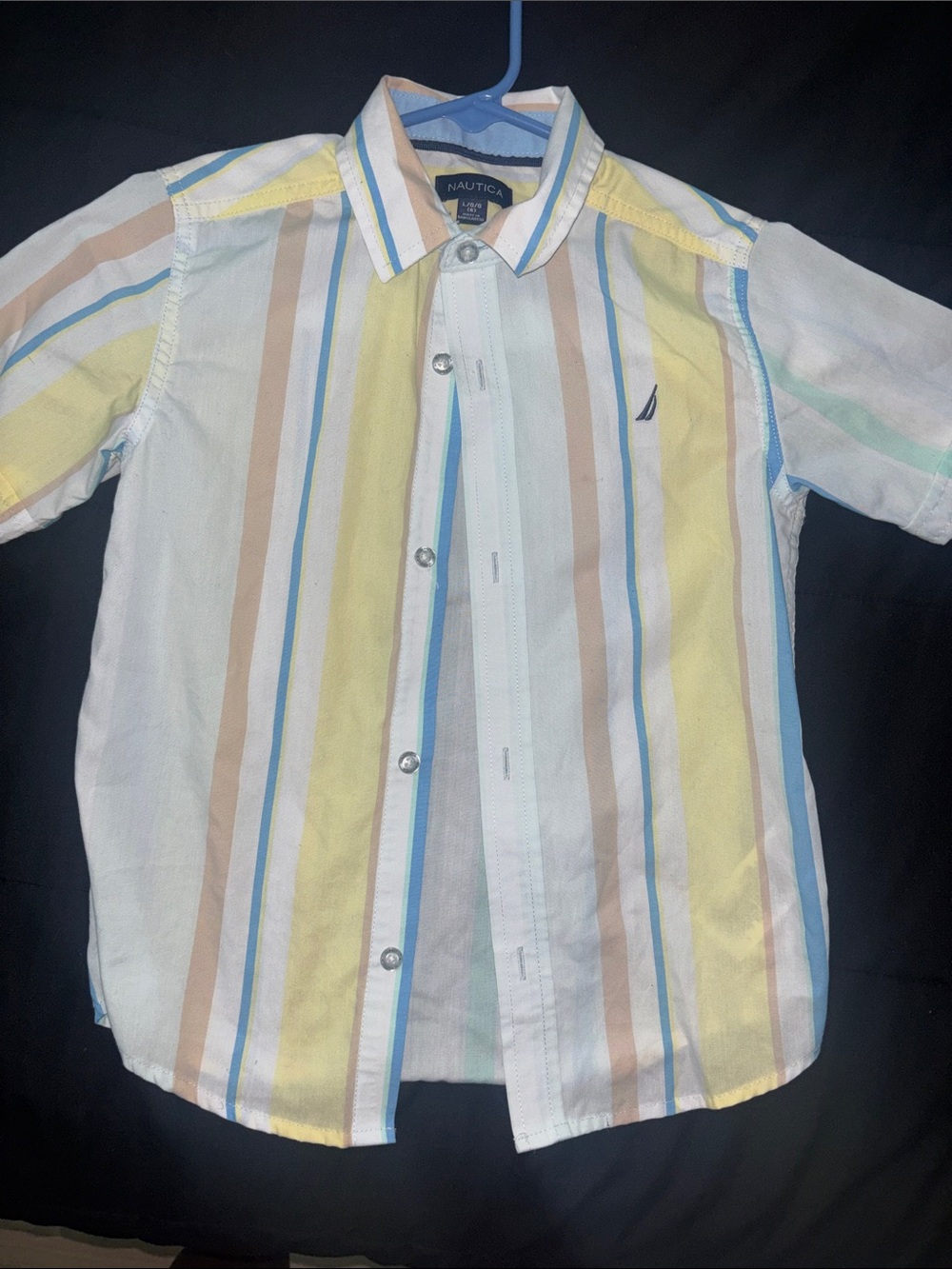 Nautica Pastel Multi-Stripe Short Sleeve Button-Down Shirt